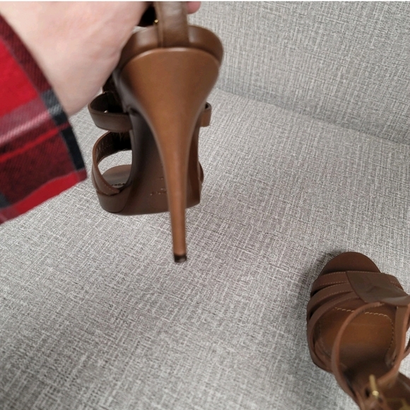 Yves Saint Laurent Tribute Brown Stiletto Strappy Sandals Size 39.5 US 9.5 - Picture 9 of 10